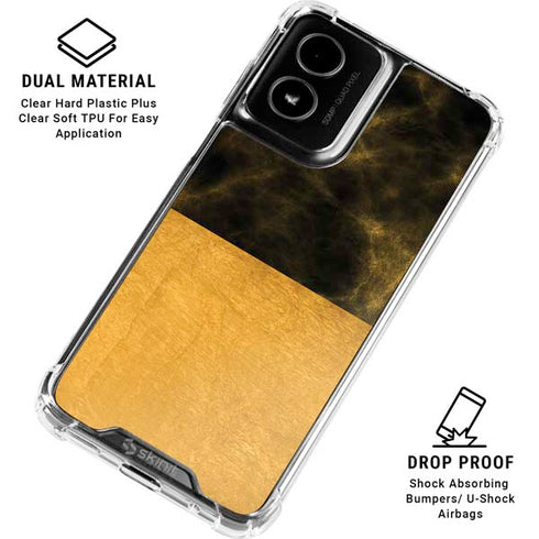 Black and Gold Split Marble Moto G Power 5G (2024) Clear Case