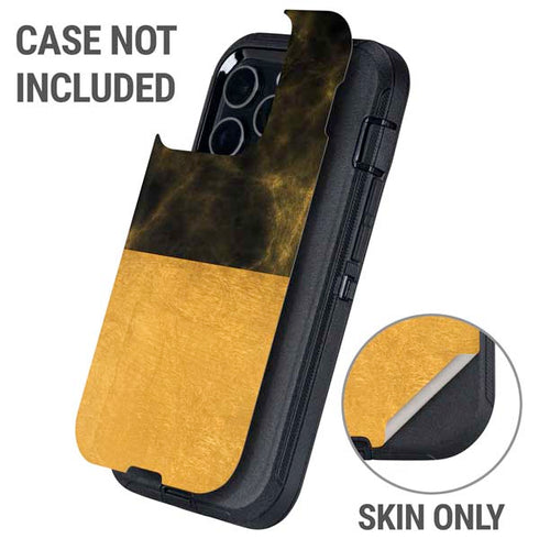 Black and Gold Split Marble Otterbox Defender iPhone Skin