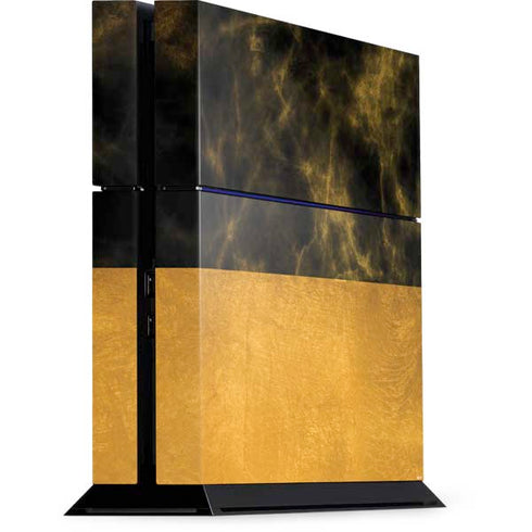 Black and Gold Split Marble PlayStation PS4 Skins