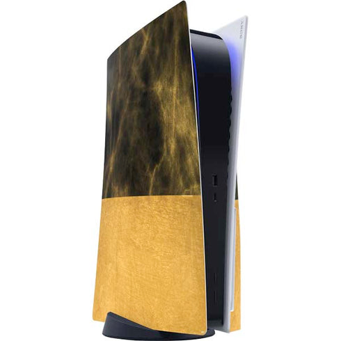 Black and Gold Split Marble PlayStation PS5 Skins