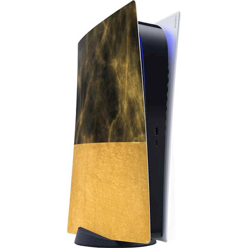 Black and Gold Split Marble PlayStation PS5 Skins