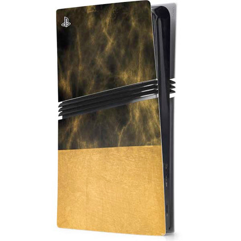 Black and Gold Split Marble PlayStation PS5 Skins