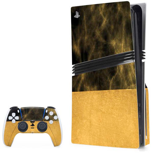 Black and Gold Split Marble PlayStation PS5 Skins