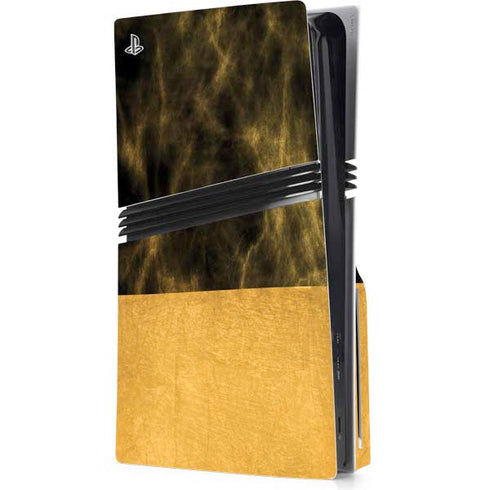 Black and Gold Split Marble PlayStation PS5 Skins