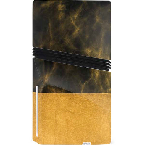 Black and Gold Split Marble PS5 Pro Disk Console Skin