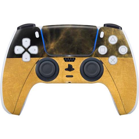 Black and Gold Split Marble PlayStation PS5 Skins