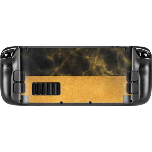 Black and Gold Split Marble Steam Deck Handheld Gaming Computer Skin