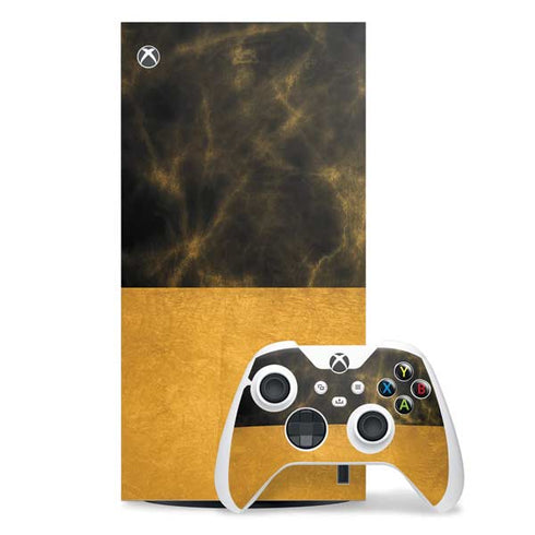 Black and Gold Split Marble Xbox Series X Skins