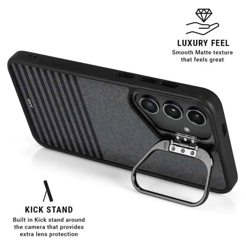 Black and Grey Stripes Galaxy S25 FE Kickstand Case