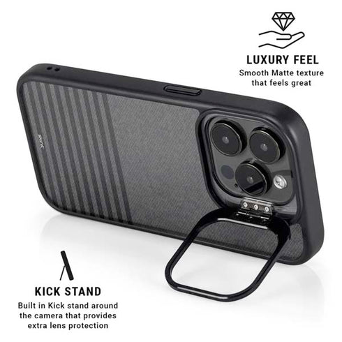 Black and Grey Stripes iPhone 14 Pro Max Kickstand Case