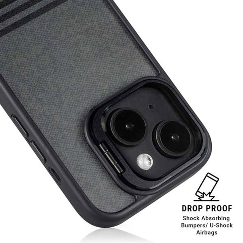 Black and Grey Stripes iPhone 15 Plus Kickstand Case