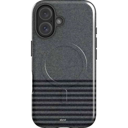 Black and Grey Stripes iPhone 16 Magsafe Impact Case