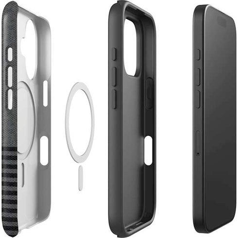 Black and Grey Stripes iPhone 16 Magsafe Impact Case