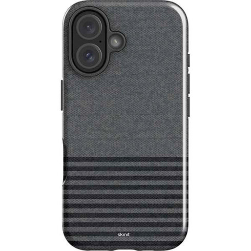 Black and Grey Stripes iPhone 16 Plus Impact Case