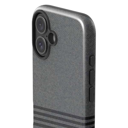Black and Grey Stripes iPhone 16 Plus Impact Case