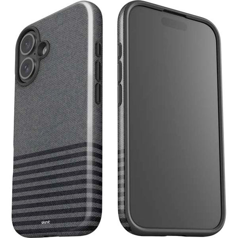 Black and Grey Stripes iPhone 16 Plus Impact Case