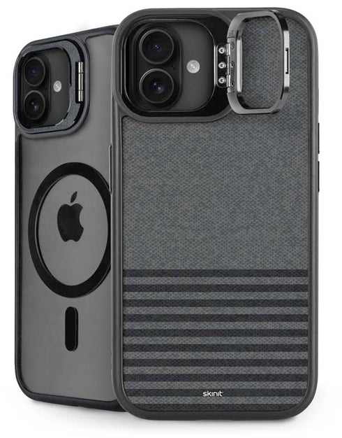 Black and Grey Stripes iPhone 16 Plus Kickstand Case