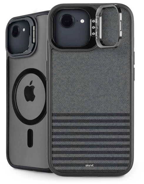 Black and Grey Stripes iPhone 16e Kickstand Case