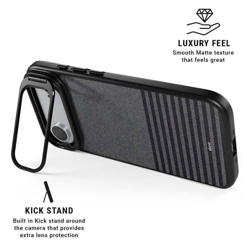 Black and Grey Stripes iPhone 17 Air Kickstand Case
