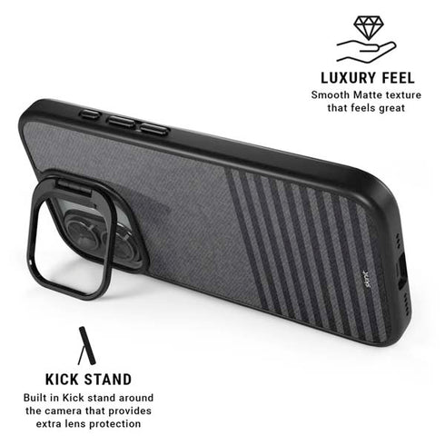 Black and Grey Stripes iPhone 17 Kickstand Case