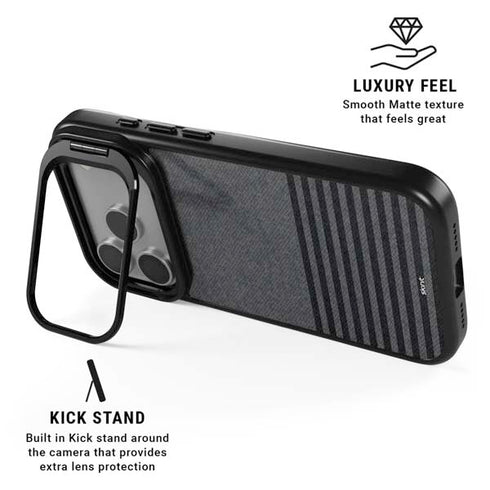 Black and Grey Stripes iPhone 17 Pro Kickstand Case