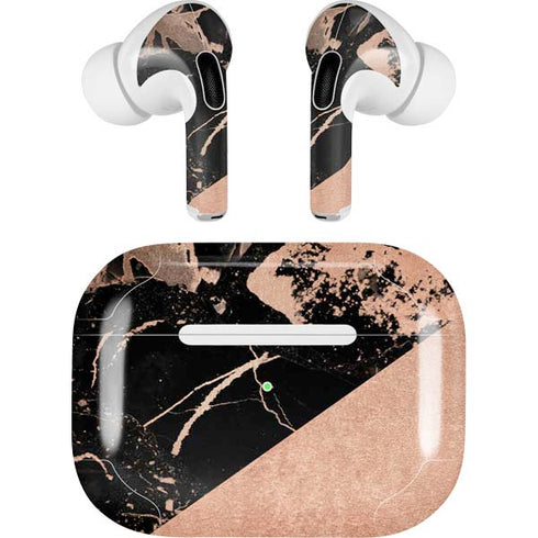 Black and Rose Gold Marble Split AirPods Skins