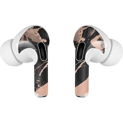Black and Rose Gold Marble Split AirPods Skins