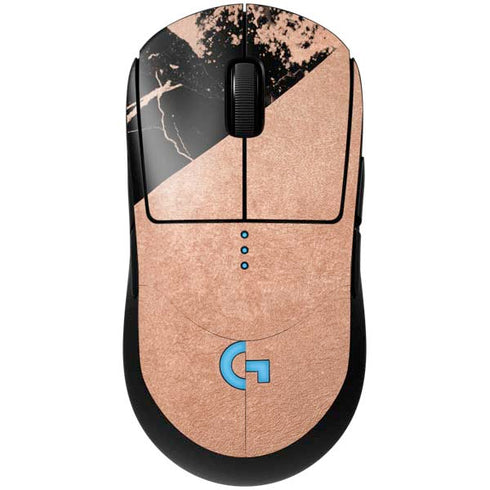 Black and Rose Gold Marble Split G Pro Wireless Gaming Mouse Skin