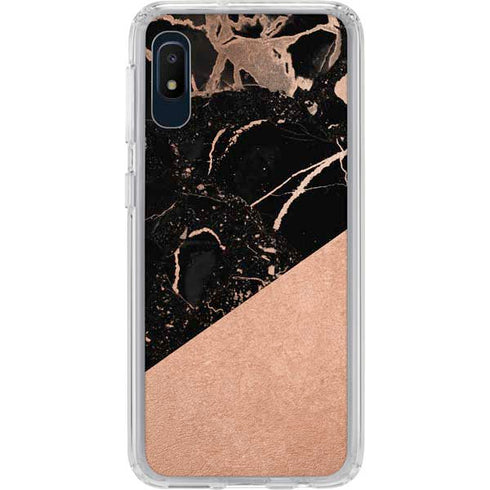 Black and Rose Gold Marble Split Galaxy Cases