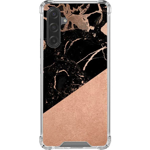Black and Rose Gold Marble Split Galaxy A17 Clear Case