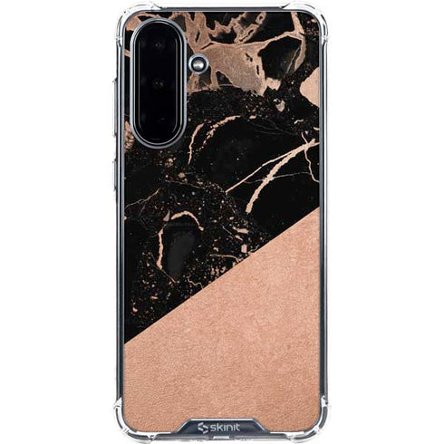 Black and Rose Gold Marble Split Galaxy A36 5G Clear Case