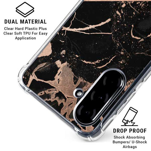 Black and Rose Gold Marble Split Galaxy A36 5G Clear Case