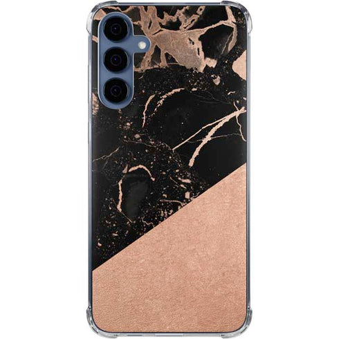 Black and Rose Gold Marble Split Galaxy A55 5G Clear Case