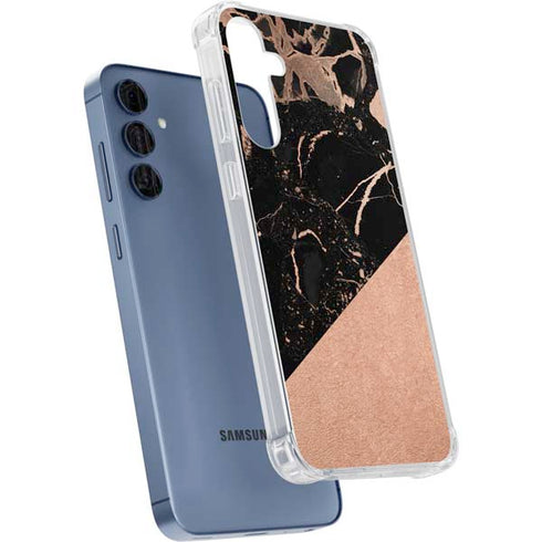 Black and Rose Gold Marble Split Galaxy A55 5G Clear Case