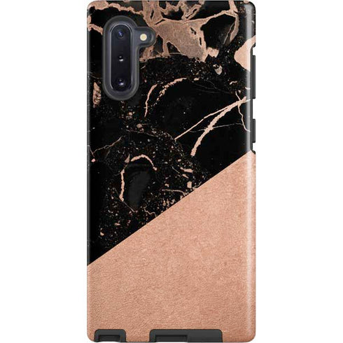 Black and Rose Gold Marble Split Galaxy Cases