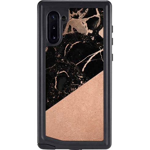 Black and Rose Gold Marble Split Galaxy Cases