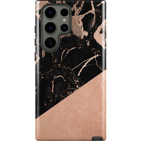 Black and Rose Gold Marble Split Galaxy S23 Ultra Pro Case