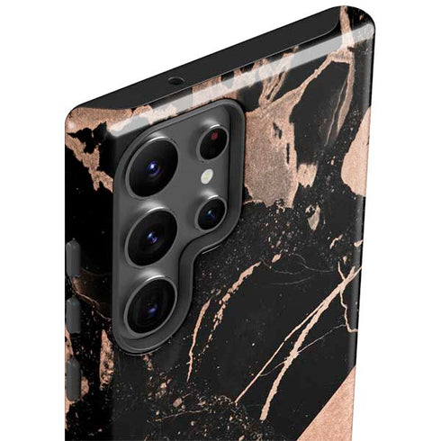Black and Rose Gold Marble Split Galaxy S23 Ultra Pro Case