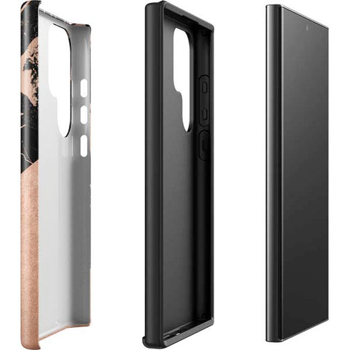 Black and Rose Gold Marble Split Galaxy S23 Ultra Pro Case