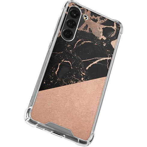 Black and Rose Gold Marble Split Galaxy S24 FE Clear Case