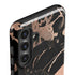 Black and Rose Gold Marble Split Galaxy S25 Plus Impact Case