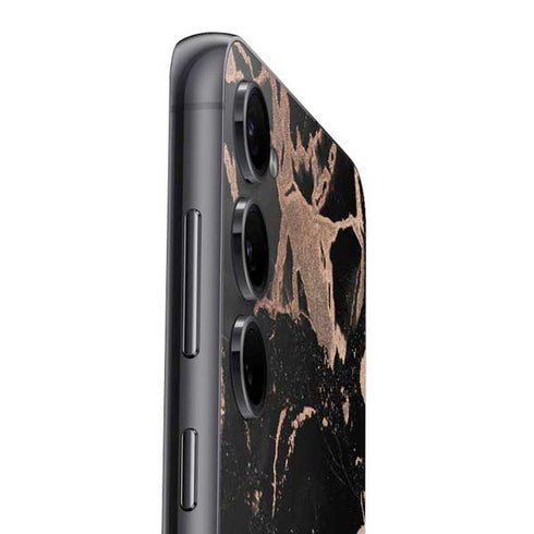 Black and Rose Gold Marble Split Galaxy S25 Plus Skin