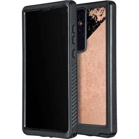 Black and Rose Gold Marble Split Galaxy S24 Ultra Waterproof Case