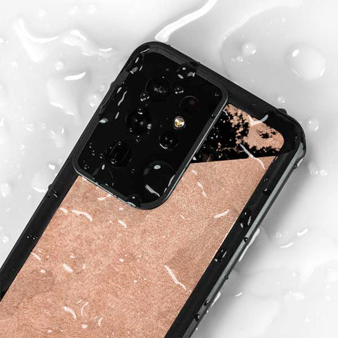 Black and Rose Gold Marble Split Galaxy S24 Ultra Waterproof Case