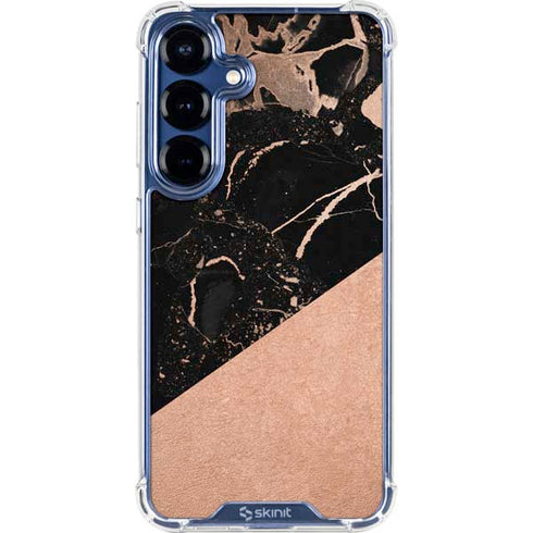 Black and Rose Gold Marble Split Galaxy S25 FE Clear Case