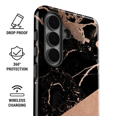 Black and Rose Gold Marble Split Galaxy S26 Impact Case