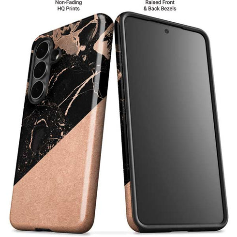 Black and Rose Gold Marble Split Galaxy S26 Impact Case