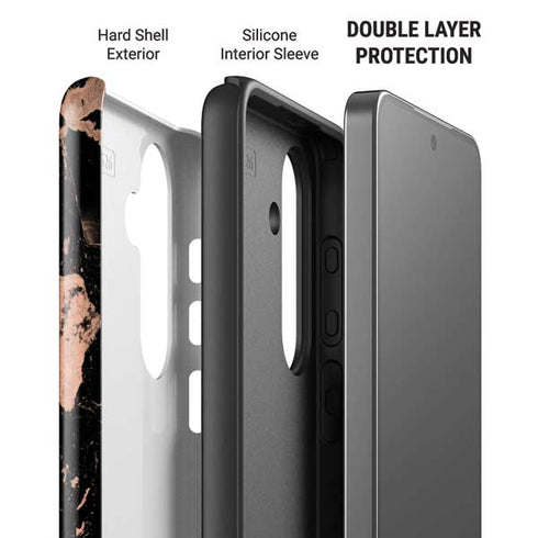Black and Rose Gold Marble Split Galaxy S26 Plus Impact Case