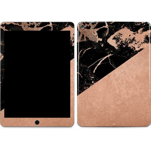 Black and Rose Gold Marble Split iPad Skins