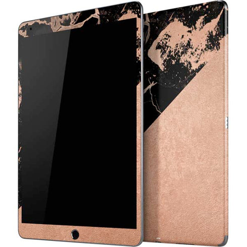 Black and Rose Gold Marble Split iPad Skins